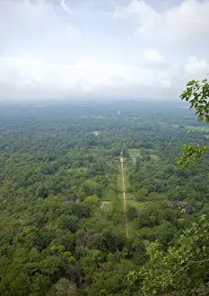 View of water gardens from summit of Sigiriya Lion Rock Fortress, UNESCO World Heritage Site, Sigiriya, Sri Lanka, Asia