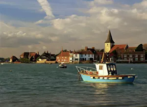Images Dated 18th February 2008: View across water at high tide, Bosham village and harbour, Sussex, England