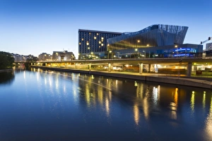 Stockholm Prints: View of Waterfront Hotel at dusk near Town Hall, Stockholm, Sweden, Scandinavia, Europe