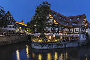 Light Beam Prints: View over Wehrneckarkanal Canal to the castle