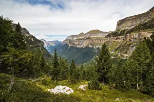 Aragon Prints: View west along the Ordesa Valley to distant Mondarruego and Otal peaks