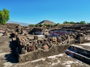 Precolumbian Prints: View over West Plaza towards the Pyramid of the Sun, Teotihuacan, Mexico State, Mexico