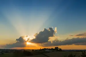 Aquitaine Prints: View westwards at sunset from this quiet hilltop village near Duras, Levignac-de-Guyenne