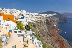 Cyclades Prints: View of white washed house in Oia village, Santorini, Aegean Island, Cyclades Island