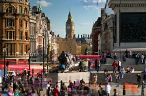 Lion Collection: View down Whitehall from Trafalgar Square, London, England, United Kingdom, Europe