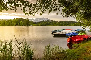 Tyrol Prints: View of the Wilder Kaiser Mountain Range from Schwarzsee near Kitzbuhel, Tyrol, Austria