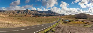 Road Marking Prints: View of winding road and landscape near Antigua