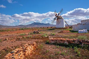 Windmills Prints: View of windmill in dramatic landscape near La Matilla