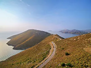Roads Prints: View towards the Windmills of Pandeli at sunrise