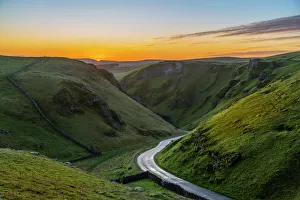 Derbyshire Prints: View of Winnats Pass at sunrise, Castleton, Derbyshire, Peak District National Park