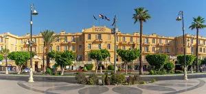 Luxor Prints: View of the Winter Palace Hotel on the corniche in Luxor on a sunny day