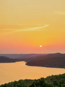 Sight Prints: View of Yaxha Lake at sunset from Temple 216 in East Acropolis