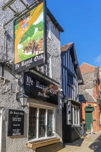 Center Prints: View of Ye Royal Oak public house in autumn with a clear sky and historical architecture in Chesterfield