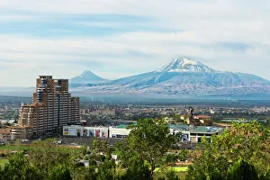 Natural Landmark Prints: View over Yerevan and Mount Ararat, Yerevan, Armenia, Caucasus, Asia