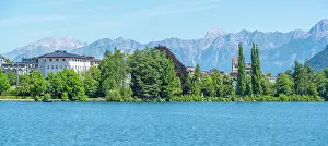 Lakeside Prints: View of Zell am See and Lake Zell on a sunny day, Zell am See, Salzburg, Austria, Europe