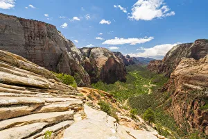View down Zion Canyon from Angels Landing, Zion National Park, Utah, United States