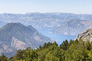 Bay Of Kotor Prints: Views of the Bay of Kotor, just outside of Lovcen Nation Park, Njegusi, Montenegro, Europe