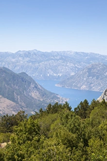 Views of the Bay of Kotor, UNESCO World Heritage Site, just outside of Lovcen Nation Park, Njegusi, Montenegro, Europe