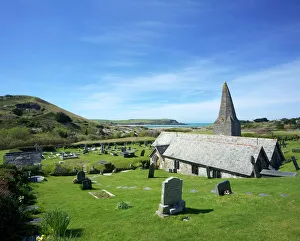 Isle Prints: Views of Camel Estuary from the churchyard, St. Enodoc Church, Rock, North Cornwall