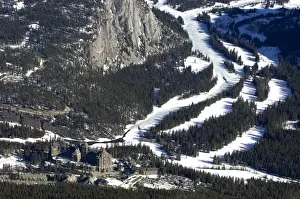 Banff Prints: Views of the Chateau Lake Louise Hotel and Bow Valley from the top of Sulphur Mountain