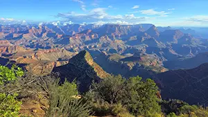 Shrubs Prints: Views of Grand Canyon landscape with rocky cliffs and green vegetation during daytime in Arizona