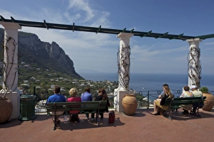 Terraces Prints: Views from La Piazzetta, Capri town, Isle of Capri, Bay of Naples, Campania