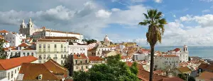 Vista Prints: Views of Monastery of Sao Vicente de Fora from Belvedere Portas do Sol in Lisbon with rooftops