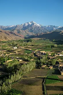 Bright Prints: Views of mountains and fields around Bamyian from Shahr-e-Gholghola in Afghanistan during clear weather