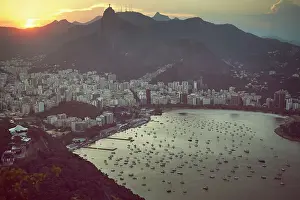 Views of Rio de Janeiro and Christ the Redeemer from Sugarloaf mountain (Pao de Acucar) at sunset