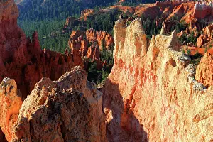 Lookout Prints: Views of rock formations at Bryce Canyon showing colorful layers in the landscape in Utah during daylight hours