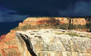 Sights Prints: Views of rock formations at the Grand Canyon from the South Rim in Arizona during late afternoon hours