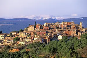 Vaucluse Prints: Views of Roussillon village with Mont Ventoux in the background during daytime in Provence