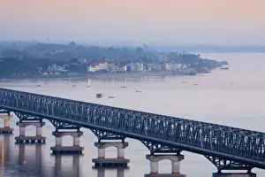 Views over the Thanlwin (Salween) river and Mawlamyine bridge and town, Mawlamyine