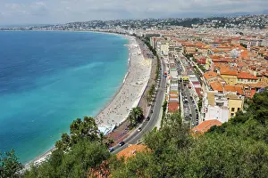 Terrace Prints: Views of Vieux-Nice and Baie des Anges from castle terrace in Nice