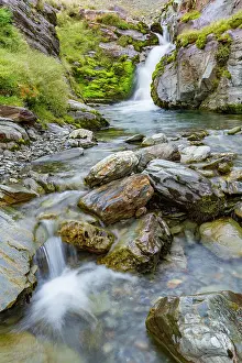 Outdoor Exploration Prints: Views of a waterfall in Fortuna Bay on the northern coast of South Georgia