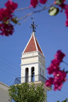 Background Focus Prints: Village church belltower near Vanato, Zakynthos, Ionian Islands, Greek Islands