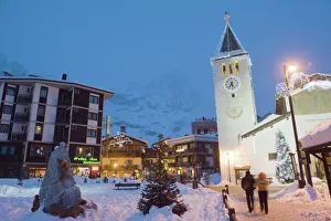 Squares Prints: Village church and Monte Cervino (The Matterhorn)