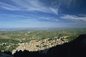 Jaen Prints: Village of La Iruela with olive groves beyond