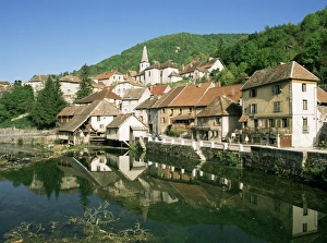 Franche Comte Prints: Village of Lods on the River Doubs, Franche Comte, France, Europe