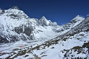 Solukhumbu District Prints: Village of Machhermo with Kyajo Ri behind