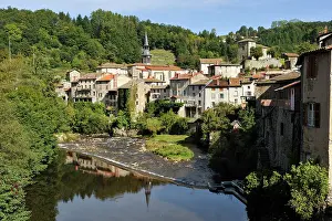 Auvergne Prints: Village of Olliergues on the Dore river
