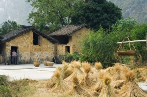 Guangxi Prints: Village scene, Lanshi, Guangxi Province, China, Asia