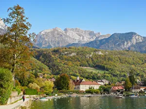 Lake Annecy Prints: The village of Talloires on Lake Annecy, Haute-Savoie, France, Europe
