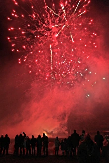 Fire Works Prints: Villagers at firework display, Widecombe-in-the-Moor