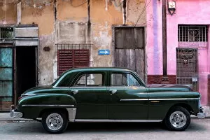 Cuba Gallery: Vintage American car parked on a street in Havana Centro, Havana, Cuba, West Indies, Caribbean