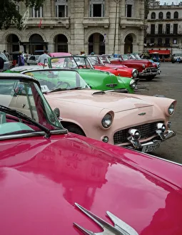 Colourful Prints: Vintage American cars, Havana, Cuba, West Indies, Caribbean, Central America