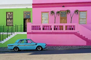 Historic Centre Prints: Vintage car, Bo-Kaap, Historical colorful center of Cape Malay culture