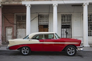 Parked Prints: Vintage car, Habana Vieja (Old Town), Havana, Cuba, West Indies, Central America