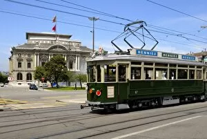 Vintage tram and the Grand Theatre