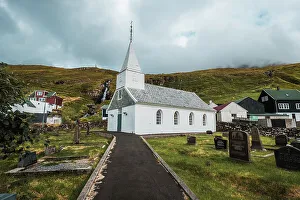 Green Hills Prints: Vioareioi church in the Faroe Islands, Denmark, North Atlantic, Europe